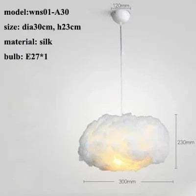 Lustre moderne LED en forme de nuage flottant pour restaurants chic | Marco Lucetti A style-dia30cm / Lumière blanche (6000k)