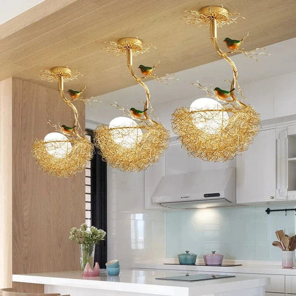 Lustre moderne LED "Nid d'Oiseau en Verre" | Marco Lucetti