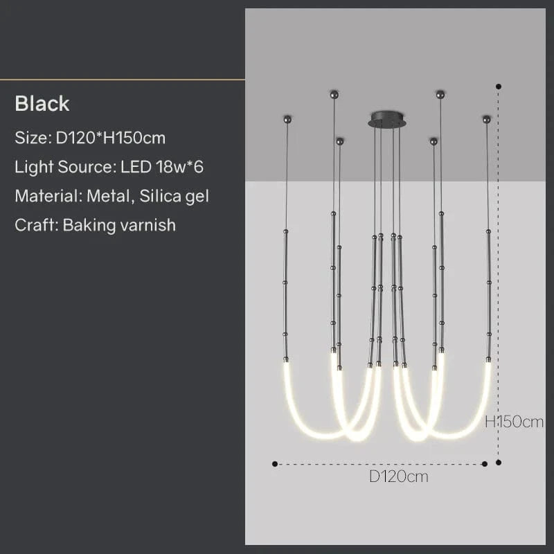 Lustre moderne LED pour bar et restaurant - Décor à la maison | Marco Lucetti Noir 6H / Lumière neutre