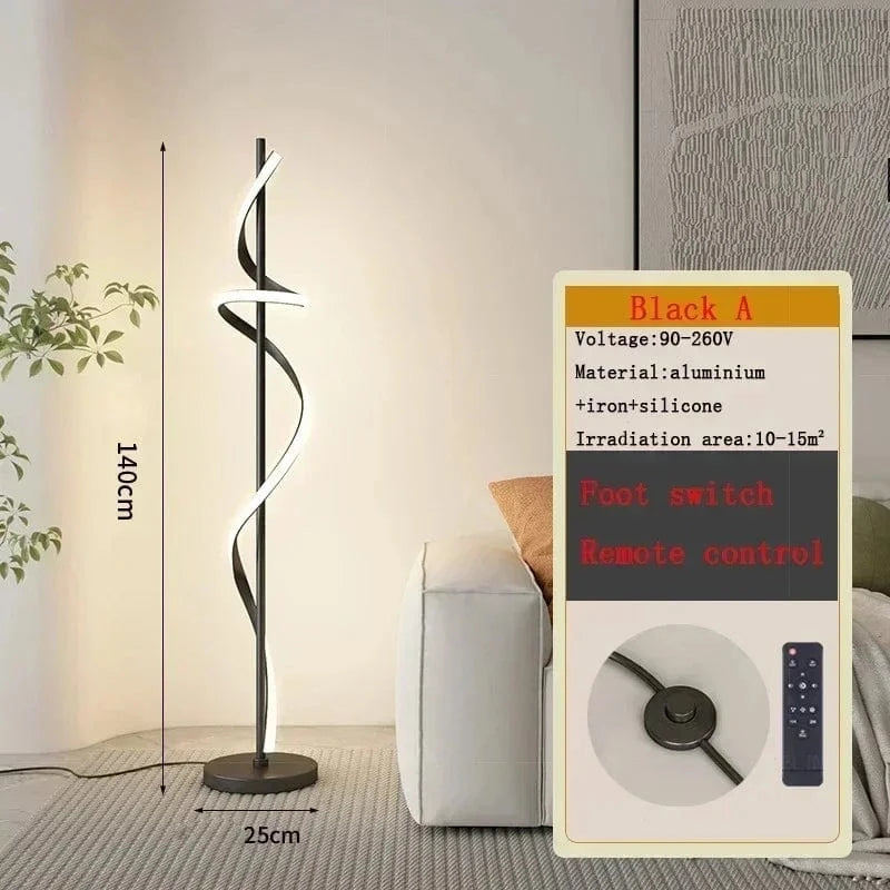 Lustre Moderne LED pour Décoration Maison - Luminaire Élégant de 140 cm - Éclairage d'Intérieur pour Salon, Chambre, Étude | Marco Lucetti FLL001 A Noir 140cm / Gradation continue / Prise AU