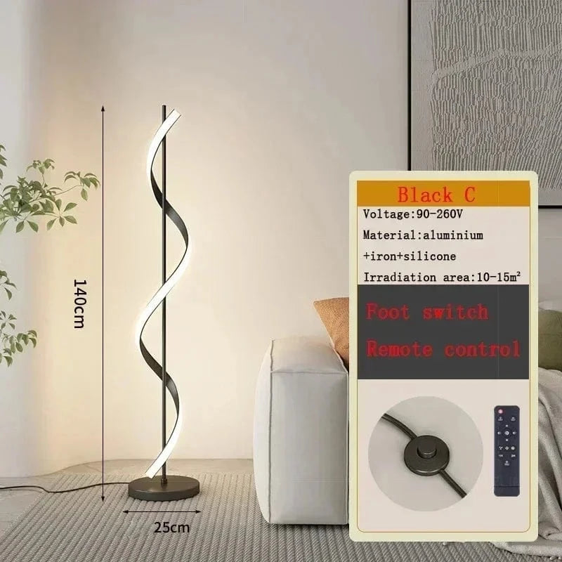 Lustre Moderne LED pour Décoration Maison - Luminaire Élégant de 140 cm - Éclairage d'Intérieur pour Salon, Chambre, Étude | Marco Lucetti FLL001 C Noir 140cm / Lumière tricolore / Prise britannique