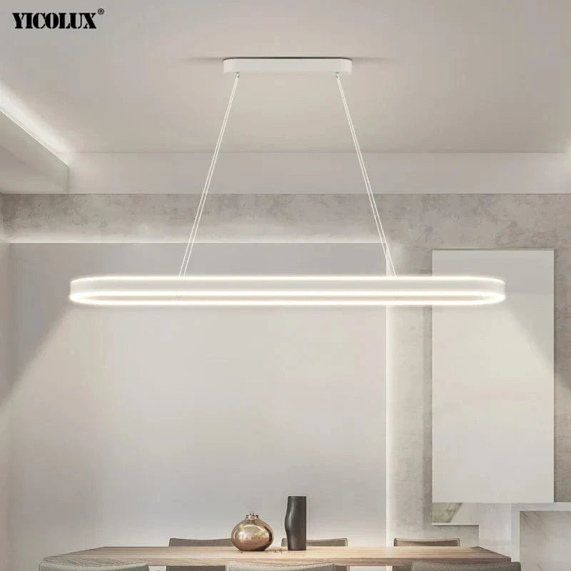 Lustre moderne LED Simple Blanc Long pour Salon Salle à manger Chambre Hall Décoration Intérieure | Marco Lucetti