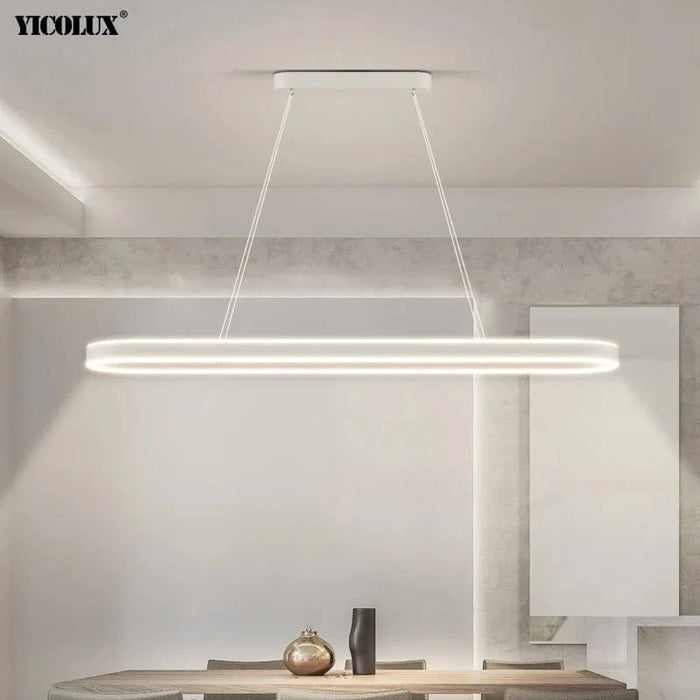 Lustre moderne LED Simple Blanc Long pour Salon Salle à manger Chambre Hall Décoration Intérieure | Marco Lucetti