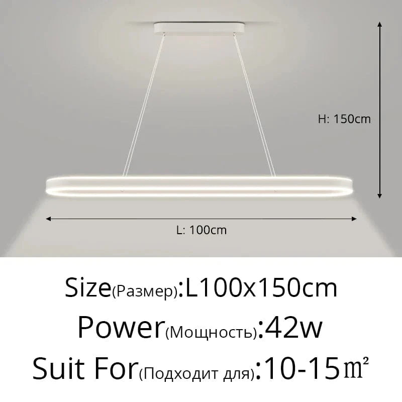 Lustre moderne LED Simple Blanc Long pour Salon Salle à manger Chambre Hall Décoration Intérieure | Marco Lucetti Blanc 100cm / Luminosité variable