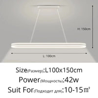 Lustre moderne LED Simple Blanc Long pour Salon Salle à manger Chambre Hall Décoration Intérieure | Marco Lucetti Blanc 100cm / Luminosité variable