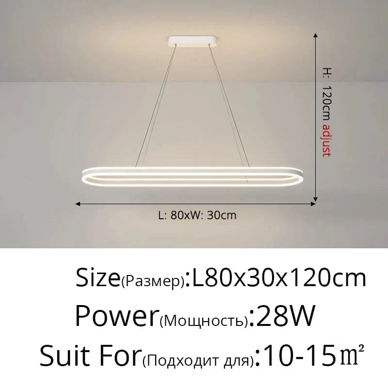 Lustre moderne LED Simple Blanc Long pour Salon Salle à manger Chambre Hall Décoration Intérieure | Marco Lucetti Blanc 80cm / 3 couleurs sans télécommande