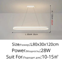 Lustre moderne LED Simple Blanc Long pour Salon Salle à manger Chambre Hall Décoration Intérieure | Marco Lucetti Blanc 80cm / 3 couleurs sans télécommande