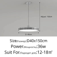 Lustre Moderne LED Suspension - Éclairage Intérieur Haut de Gamme | Marco Lucetti Noir 40cm / Luminosité variable