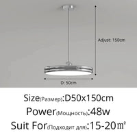 Lustre Moderne LED Suspension - Éclairage Intérieur Haut de Gamme | Marco Lucetti Noir 50cm / 3 couleurs pas de télécommande