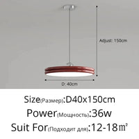 Lustre Moderne LED Suspension - Éclairage Intérieur Haut de Gamme | Marco Lucetti Rouge 40cn / Luminosité variable