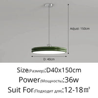 Lustre Moderne LED Suspension - Éclairage Intérieur Haut de Gamme | Marco Lucetti Vert 40cm / Luminosité variable