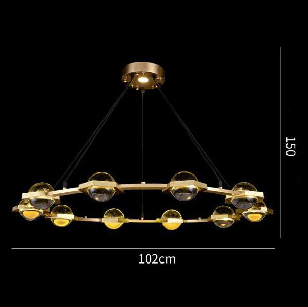 Lustre Pryccilia en cuivre et cristal modern luxe