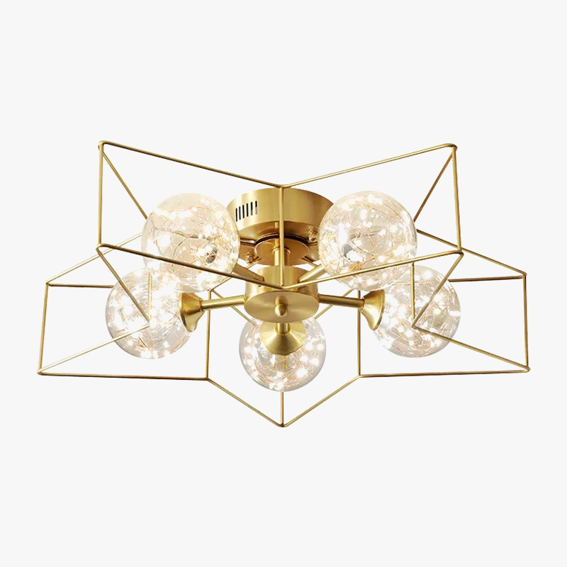 Lustre Cuivre Moderne et Minimaliste avec Étoile LED