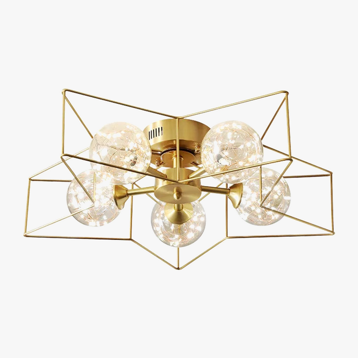 Lustre Cuivre Moderne et Minimaliste avec Étoile LED