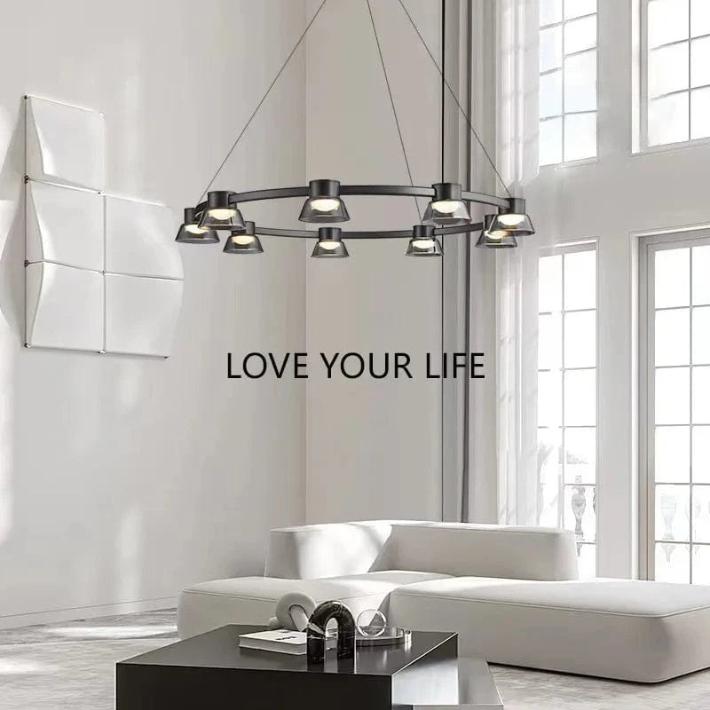 Lustre Moderne Minimaliste en Verre Design Nordique avec LED | Marco Lucetti