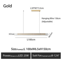 Lustre moderne minimaliste pour salle à manger | Marco Lucetti Doré L100cm / Blanc chaud