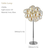 Lustre Moderne Moonriver en Verre Suspendu - Élégance Décorative | Marco Lucetti Lampe de table 4Buls / Nuance champagne / Lumière neutre