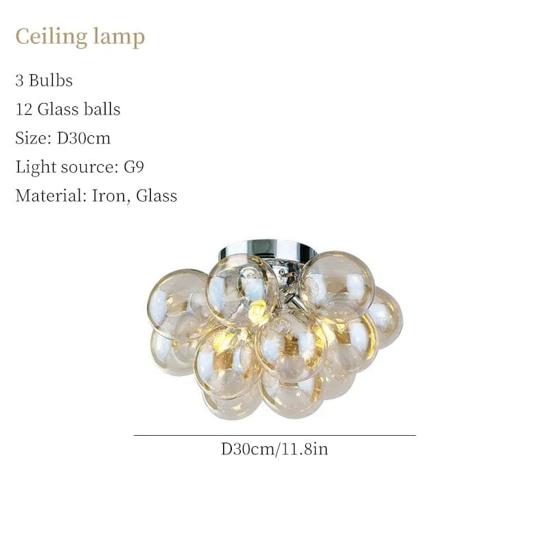 Lustre Moderne Moonriver en Verre Suspendu - Élégance Décorative | Marco Lucetti Plafond 3Ampoules / Nuance champagne / Lumière blanche