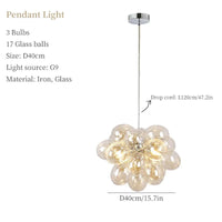 Lustre Moderne Moonriver en Verre Suspendu - Élégance Décorative | Marco Lucetti Suspension 3Ampoules / Nuance champagne / Lumière neutre