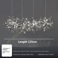 Lustre moderne nordique en acier inoxydable feuille chromée LED | Marco Lucetti Couleur chrome 4 têtes / Blanc froid, pas de télécommande