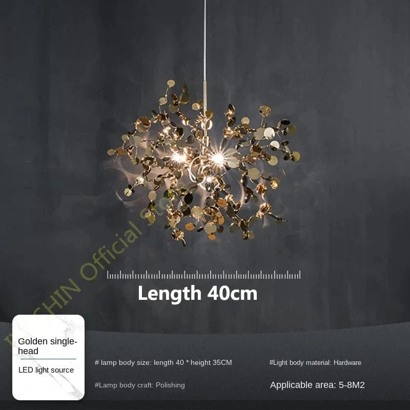 Lustre moderne nordique en acier inoxydable feuille chromée LED | Marco Lucetti Doré 1 tête / Blanc froid, pas de télécommande