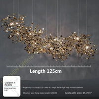 Lustre moderne nordique en acier inoxydable feuille chromée LED | Marco Lucetti Doré 4 têtes / Blanc froid, pas de télécommande