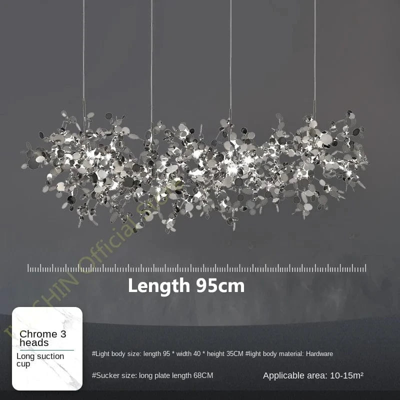 Lustre moderne nordique en acier inoxydable feuille chromée LED | Marco Lucetti Tête couleur chrome 3 / Blanc froid, pas de télécommande