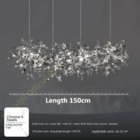 Lustre moderne nordique en acier inoxydable feuille chromée LED | Marco Lucetti Tête couleur chrome 5 / Lumière chaude, pas de télécommande