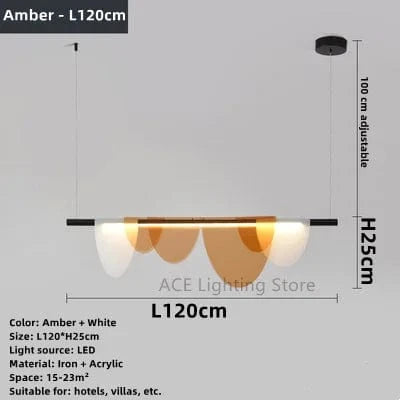 Lustre moderne nordique en acrylique et verre coloré LED | Marco Lucetti Ambre - L120cm