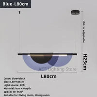 Lustre moderne nordique en acrylique et verre coloré LED | Marco Lucetti Bleu-L80cm