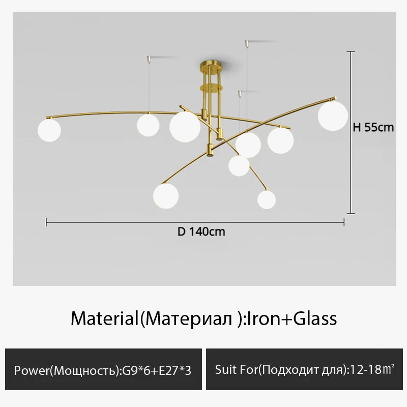 Lustre moderne nordique en verre avec luminaire suspendu en fer - Collection NordiGlass