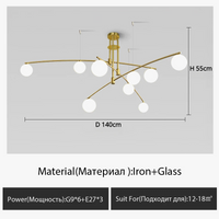 Lustre moderne nordique en verre avec luminaire suspendu en fer - Collection NordiGlass