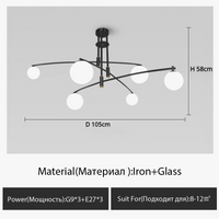 Lustre moderne nordique en verre avec luminaire suspendu en fer - Collection NordiGlass