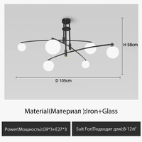 Lustre moderne nordique en verre avec luminaire suspendu en fer - Collection NordiGlass | Marco Lucetti