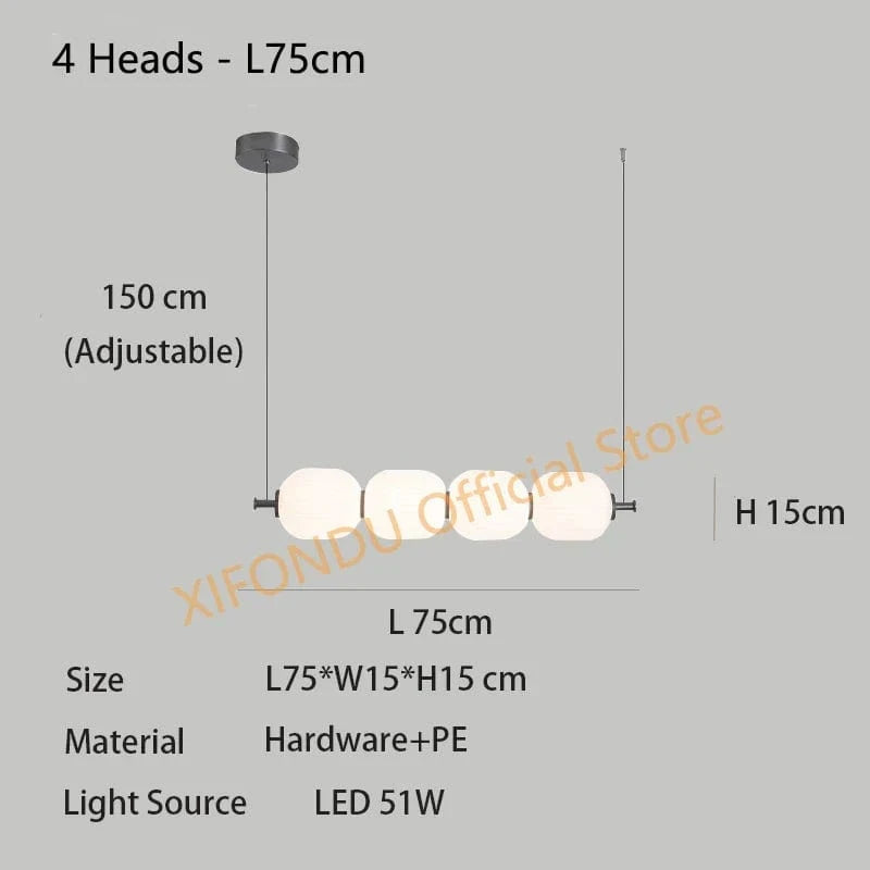 Lustre Moderne Nordique Pour Restaurant et Bar - Collection ÉléganceZen | Marco Lucetti 4 Têtes - L75cm / Blanc froid