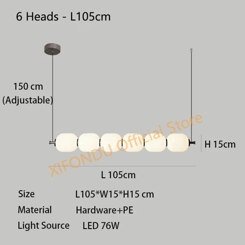Lustre Moderne Nordique Pour Restaurant et Bar - Collection ÉléganceZen | Marco Lucetti 6 Têtes - L105cm / Blanc froid