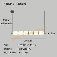 Lustre Moderne Nordique Pour Restaurant et Bar - Collection ÉléganceZen | Marco Lucetti 6 Têtes - L105cm / Blanc froid