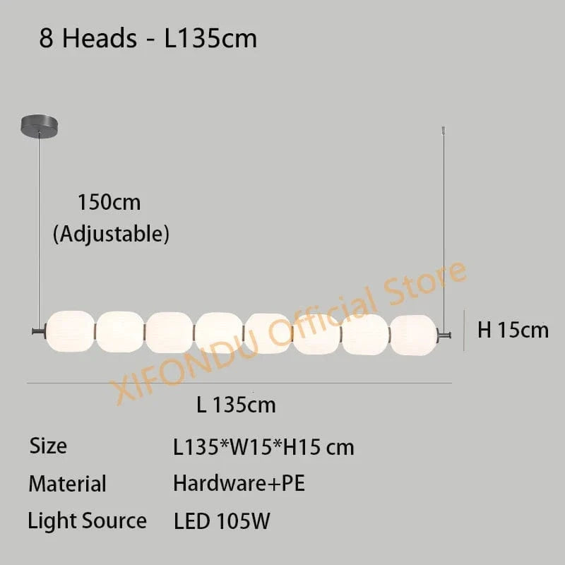 Lustre Moderne Nordique Pour Restaurant et Bar - Collection ÉléganceZen | Marco Lucetti 8 têtes - L135cm / Blanc froid