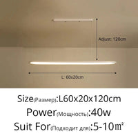 Lustre Moderne Nordique Rectangulaire LED pour Bar | Marco Lucetti Blanc L60x20cm 40W / Intensité variable avec télécommande