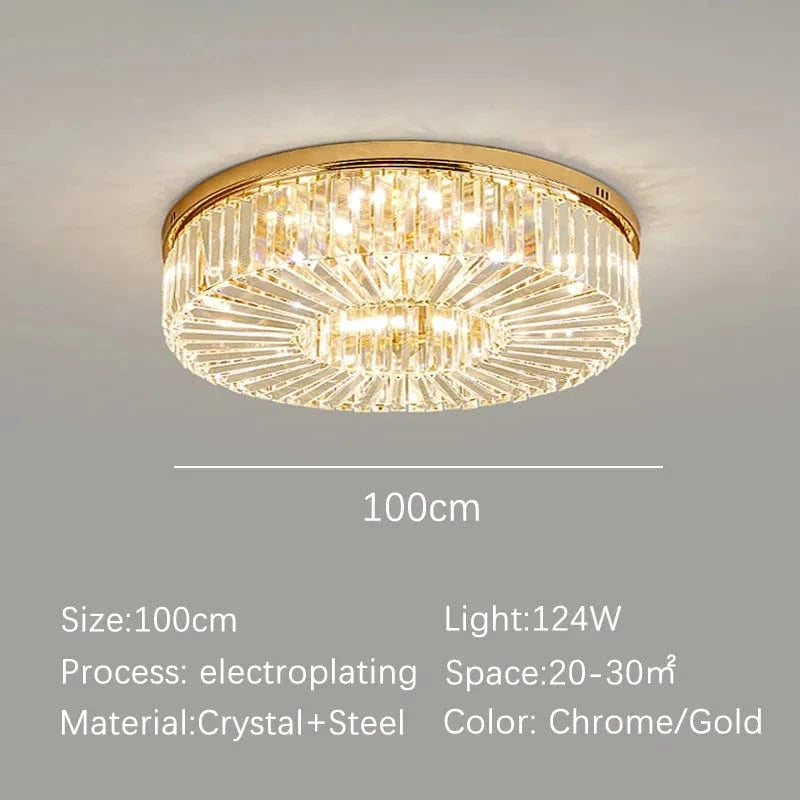 Lustre moderne Or Lustre Luxe Cristal LED Dimmable | Marco Lucetti D100CM / Lumière chaude 3000k / Chrome