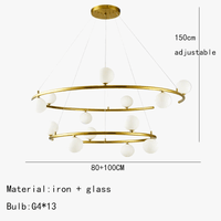 Lustre moderne pour hôtel avec 13 boules de verre et fil réglable | Marco Lucetti