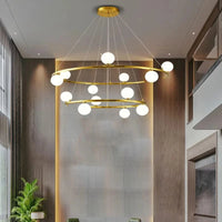 Lustre moderne pour hôtel avec 13 boules de verre et fil réglable | Marco Lucetti