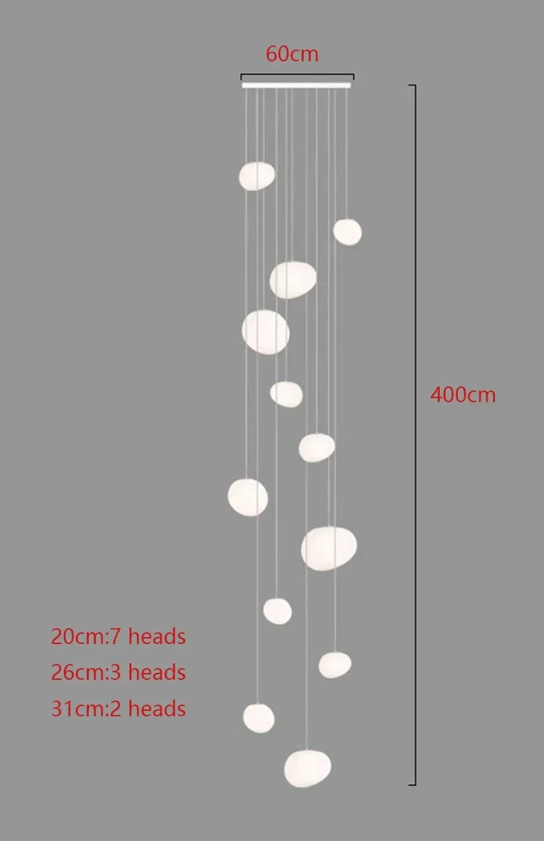 Lustre moderne pour salle à manger avec éclairage led suspendu | Marco Lucetti 12 têtes / Blanc froid