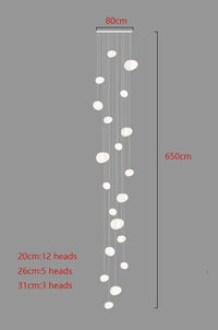 Lustre moderne pour salle à manger avec éclairage led suspendu | Marco Lucetti 20 têtes / Blanc froid
