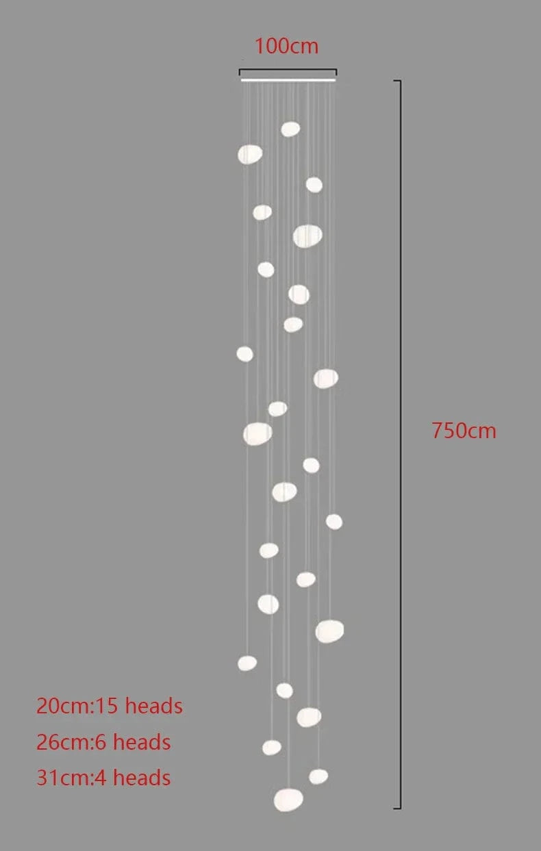 Lustre moderne pour salle à manger avec éclairage led suspendu | Marco Lucetti 25 têtes / Blanc froid