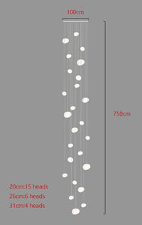 Lustre moderne pour salle à manger avec éclairage led suspendu | Marco Lucetti 25 têtes / Blanc froid