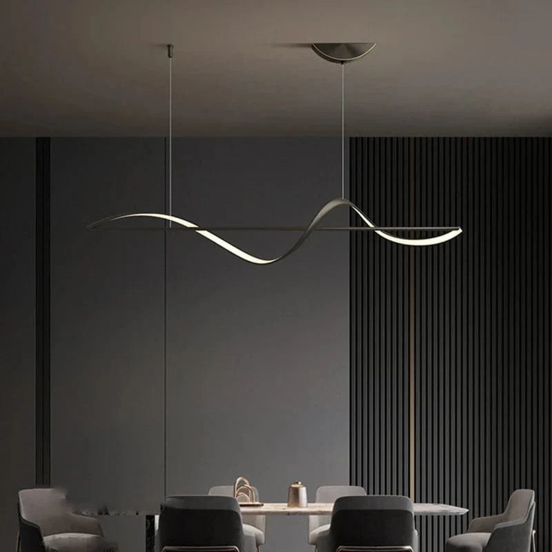 Lustre Moderne pour un Eclairage Intérieur Suspendu. | Marco Lucetti Noir / Longueur 140cm / Gradation à distance RC