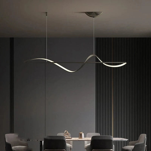 Lustre Moderne pour un Eclairage Intérieur Suspendu. | Marco Lucetti Noir / Longueur 140cm / Gradation à distance RC
