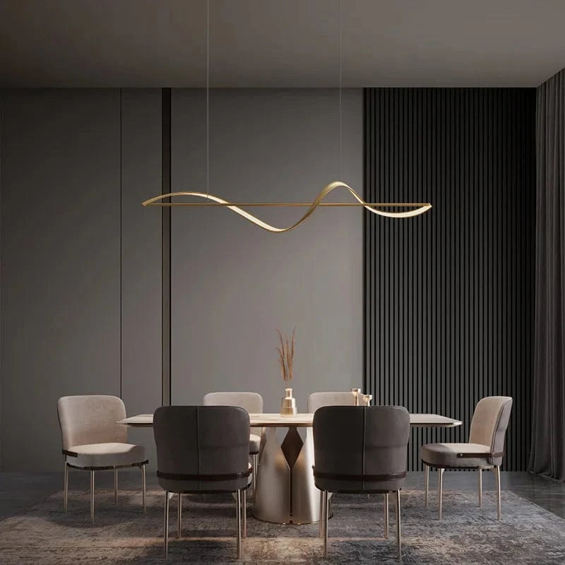 Lustre Moderne pour un Eclairage Intérieur Suspendu. | Marco Lucetti Or / Longueur 160cm / Gradation à distance RC