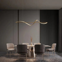 Lustre Moderne pour un Eclairage Intérieur Suspendu. | Marco Lucetti Or / Longueur 160cm / Gradation à distance RC